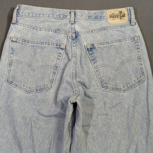 Levi's Jeans Men's 31x32 Fits 32x27 Blue Silvertab Baggy Jeans Cut Hems - Picture 3 of 13